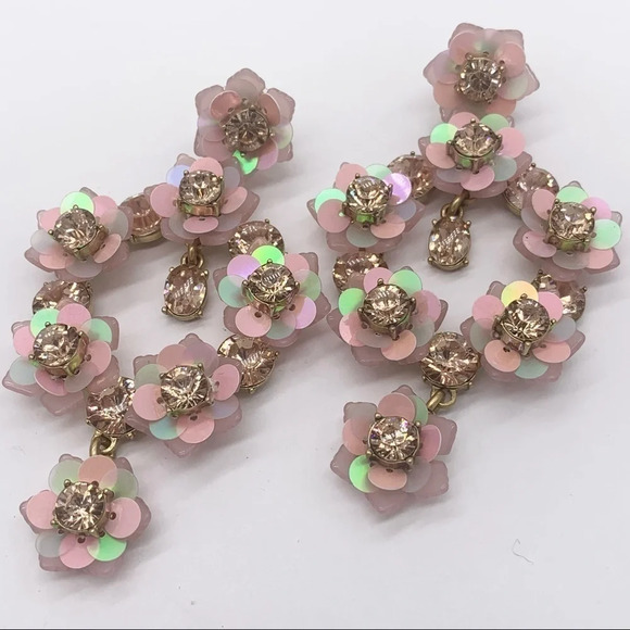 J. Crew Sequin Flower Jeweled Earrings - Picture 1 of 4